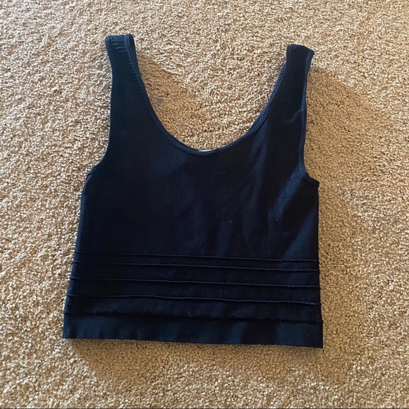 Black BEBE Bodycon Crop Top Tank P/S - Picture 2 of 4